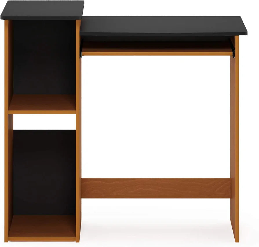 Furinno Econ 33-inch Wide Desk with 2-Tier Open Shelf, Light Cherry/Black