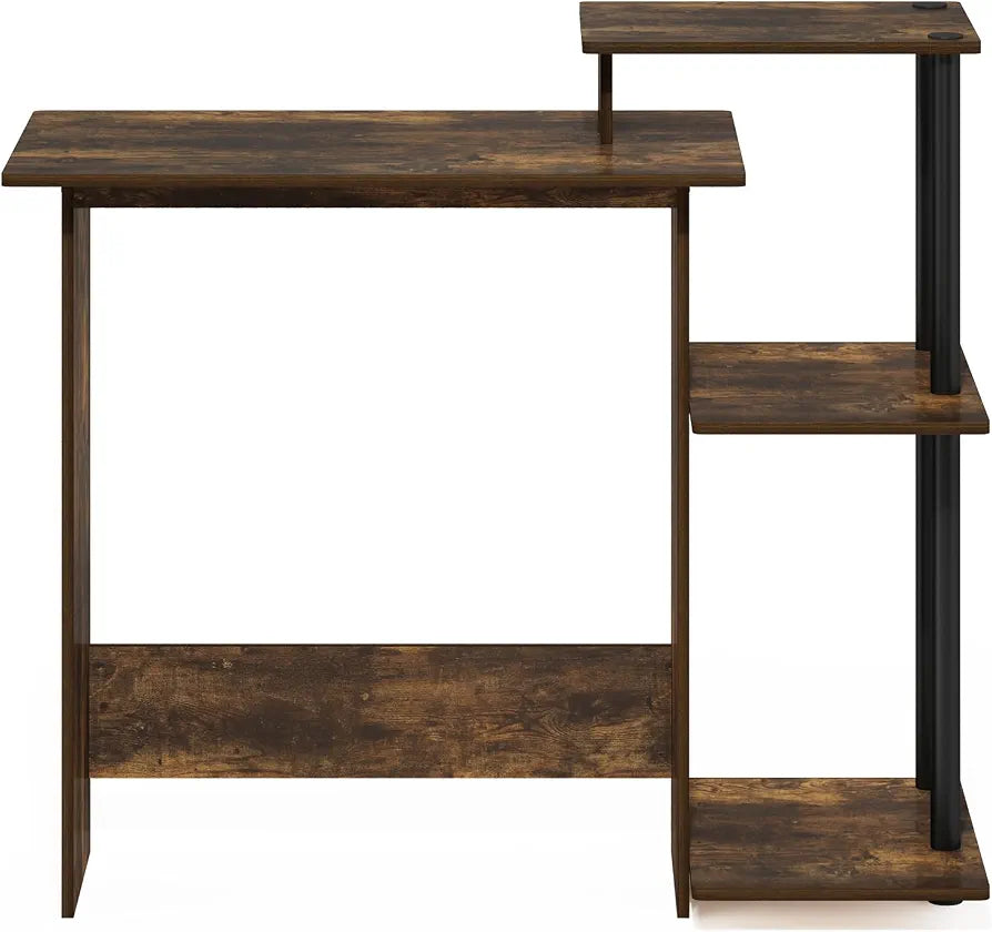 Furinno EFFICIENT Desk, 28.6" Wide Gaming Desk with 3 Open Side Shelves, Laptop Notebook Computer Desk, Office Desk for Home Office, Study Room, Dorm, Bedroom, Amber Pine